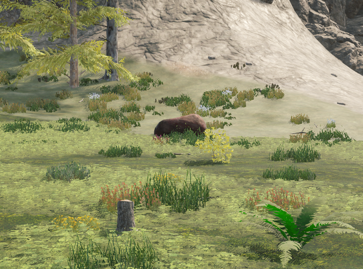 A screenshot of a dead brown creature of some sort, possibly a cow, but from a distance.